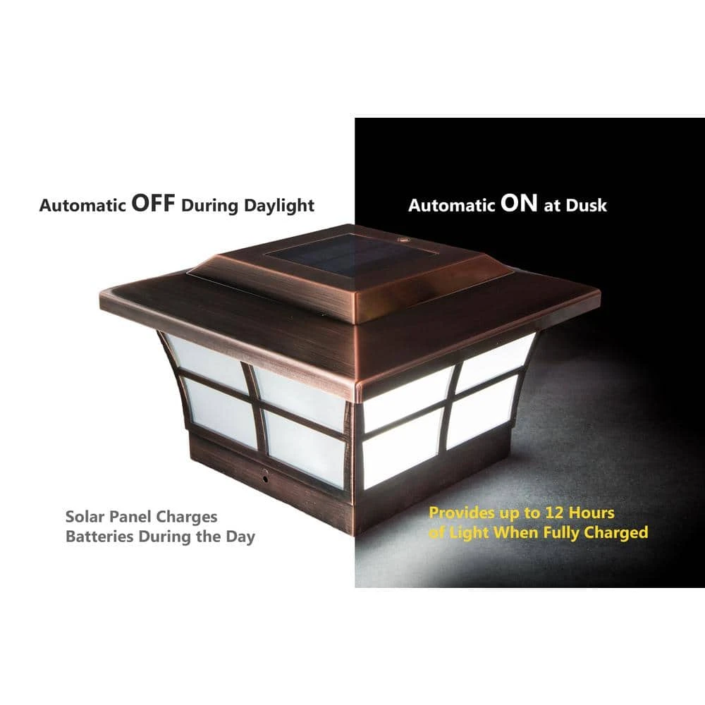 Outlet 🛒 Prestige 6 in. x 6 in. Outdoor Electroplated Copper LED Solar Post Cap (2-Pack) by Classy Caps 🌟 6 Outlet 🛒 Prestige 6 in. x 6 in. Outdoor Electroplated Copper LED Solar Post Cap (2-Pack) by Classy Caps 🌟 - Image 4