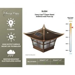Top 10 🔥 Ambience 4 in. x 4 in. Outdoor Electroplated Copper Solar Post Cap (2-Pack) by Classy Caps ✨ -Cheap Fence Gates Plus Store electroplated copper classy caps deck post caps slo94 fa 1000