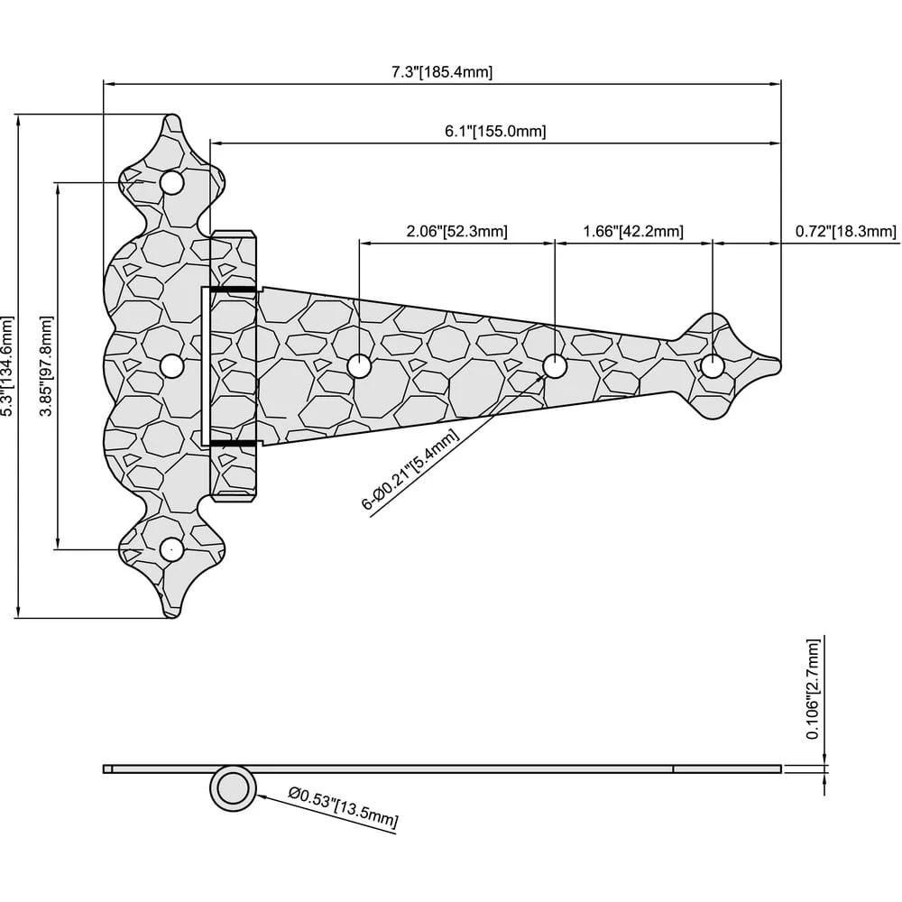 Cheap 😉 6 in. Black Decorative Hammered Tee Hinge by Everbilt ✔️ 6 Cheap 😉 6 in. Black Decorative Hammered Tee Hinge by Everbilt ✔️ - Image 4