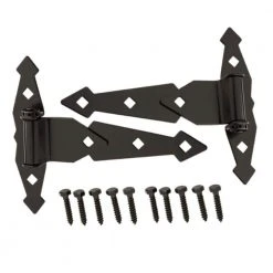 Hot Sale 👏 8 in. Black Decorative Spring Tee Hinge (2-Pack) by Everbilt 💯