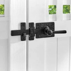 Best deal ✨ 12 in. Matte Black Cast Iron Door Lever Drop Bar Latch by Everbilt ✨ -Cheap Fence Gates Plus Store everbilt fence gate latches slide bolts 60170 40 1000