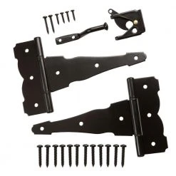 Discount ⌛ Black Decorative Gate Hinge and Latch Set by Everbilt ✔️