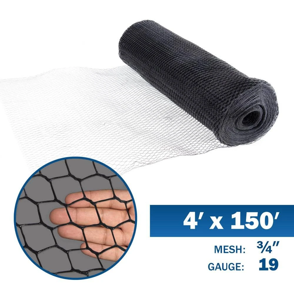Discount 👏 4 ft. x 150 ft. 19-Gauge Black Vinyl ⭐ Coated Poultry Netting with 3/4 in. Mesh by Fencer Wire ⌛ 4 Discount 👏 4 ft. x 150 ft. 19-Gauge Black Vinyl ⭐ Coated Poultry Netting with 3/4 in. Mesh by Fencer Wire ⌛ - Image 2
