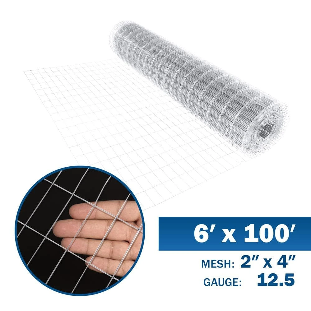 Hot Sale 🤩 6 ft. x 100 ft. 12.5-Gauge Welded Wire Fence with Mesh 2 in. x 4 in. by Fencer Wire ⭐ 4 Hot Sale 🤩 6 ft. x 100 ft. 12.5-Gauge Welded Wire Fence with Mesh 2 in. x 4 in. by Fencer Wire ⭐ - Image 2