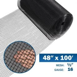 New 🎁 4 ft. x 100 ft. 16-Gauge Black PVC 🎉 Coated Welded Wire Fence with Mesh Size 1/2 in. x 1/2 in. by Fencer Wire ❤️ -Cheap Fence Gates Plus Store fencer wire welded wire fencing wv16 b4x100mhh 40 1000