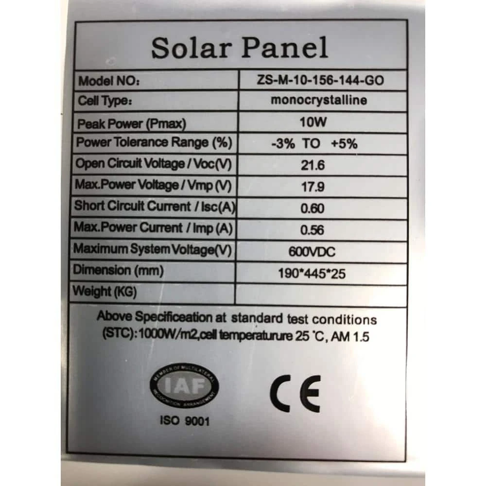 Brand new π₯ 10-Watt Premium Monocrystalline Solar Panel Kit for Automatic Gate Openers by GHOST CONTROLS π₯° 7 Brand new π₯ 10-Watt Premium Monocrystalline Solar Panel Kit for Automatic Gate Openers by GHOST CONTROLS π₯° - Image 5
