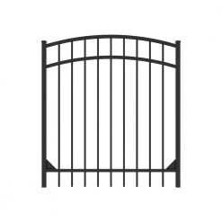 Cheap ✨ Athens 4 ft. W x 4 ft. H Gloss Black Aluminum Metal Flat Top Design Fence Arched Walk Gate by FORTRESS ⭐