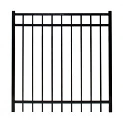 Outlet ❤️ Versai 4 ft. W x 4 ft. H Gloss Black Steel Flat Top Design Fence Gate by FORTRESS 🥰