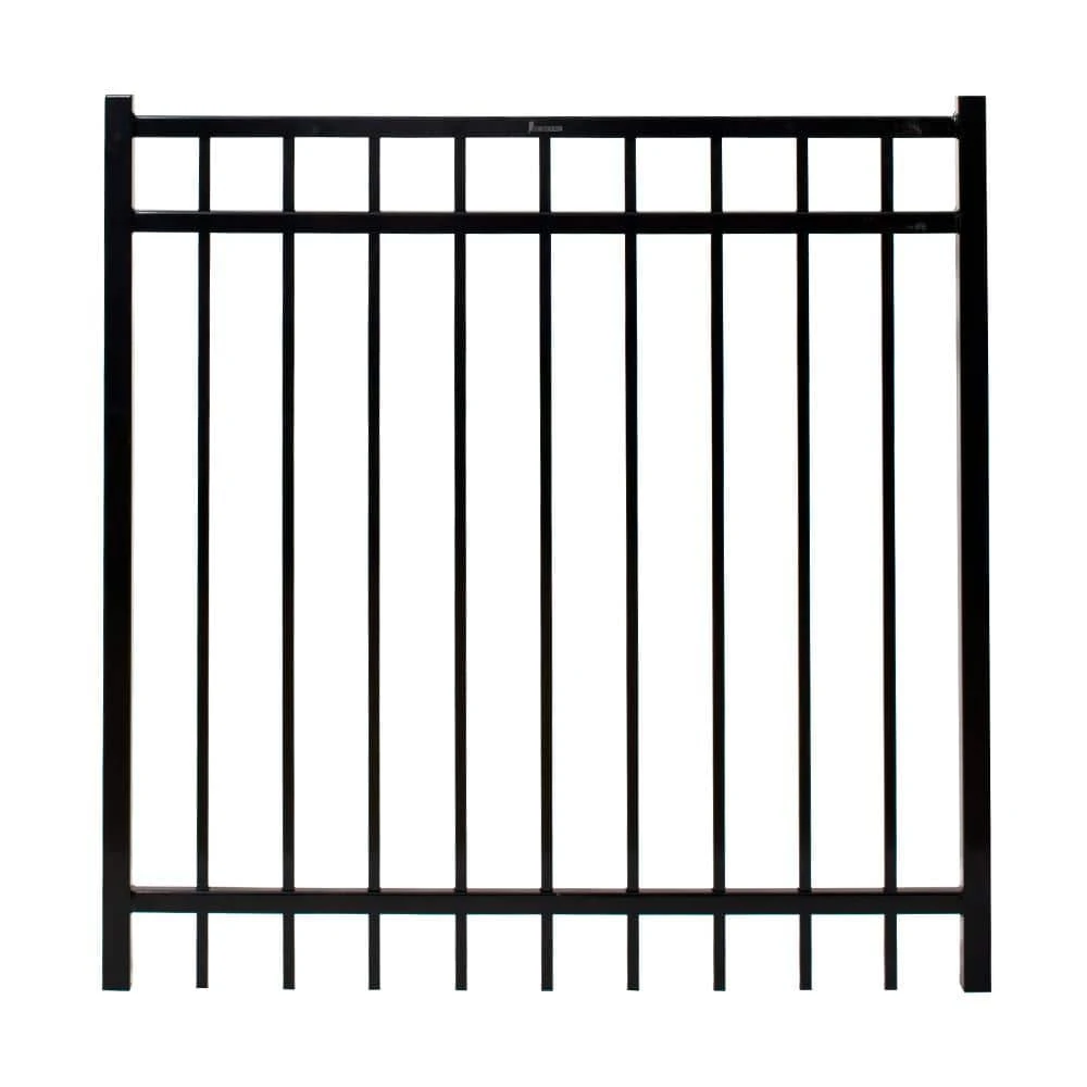 Outlet ❤️ Versai 4 ft. W x 4 ft. H Gloss Black Steel Flat Top Design Fence Gate by FORTRESS 🥰 3 Outlet ❤️ Versai 4 ft. W x 4 ft. H Gloss Black Steel Flat Top Design Fence Gate by FORTRESS 🥰