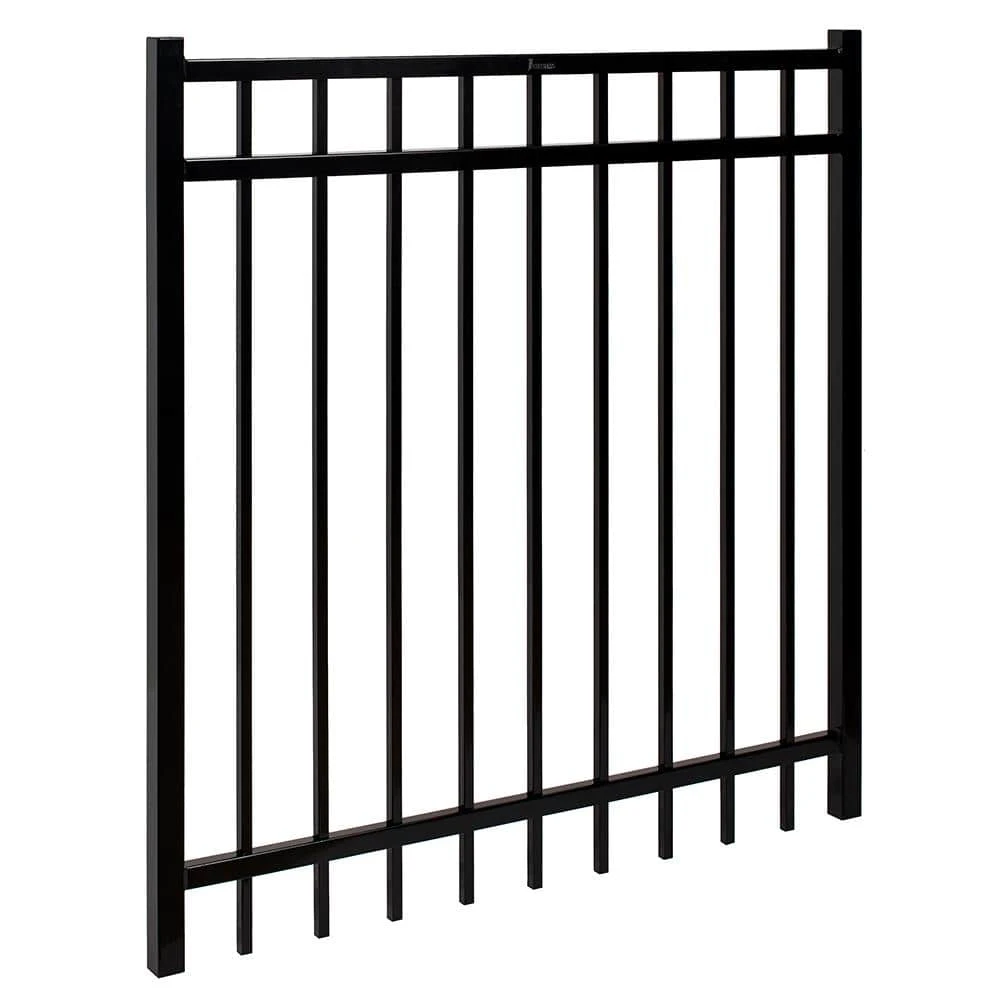 Outlet ❤️ Versai 4 ft. W x 4 ft. H Gloss Black Steel Flat Top Design Fence Gate by FORTRESS 🥰 4 Outlet ❤️ Versai 4 ft. W x 4 ft. H Gloss Black Steel Flat Top Design Fence Gate by FORTRESS 🥰 - Image 2