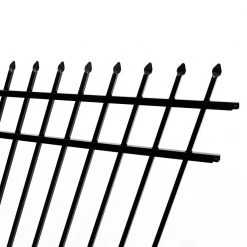 Discount 🔔 4 ft. H x 6 ft. W Athens Pressed Spear Design Gloss Black Aluminum Fence Panel by FORTRESS ⭐ -Cheap Fence Gates Plus Store gloss black fortress metal fence panels 413487143m 4f 1000