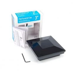 Budget 👍 3 in. x 3 in. Gloss Black Aluminum Flat Pyramid Post Cap by Fortress Railing Products ⌛ -Cheap Fence Gates Plus Store gloss black fortress railing products deck post caps 52500030 c3 1000