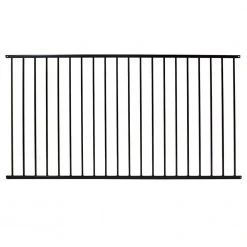 Best Pirce ❤️ Versai 4 ft. H x 7.5 ft. W Gloss Black Steel Flat Top and Bottom Design Fence Panel by FORTRESS ⌛
