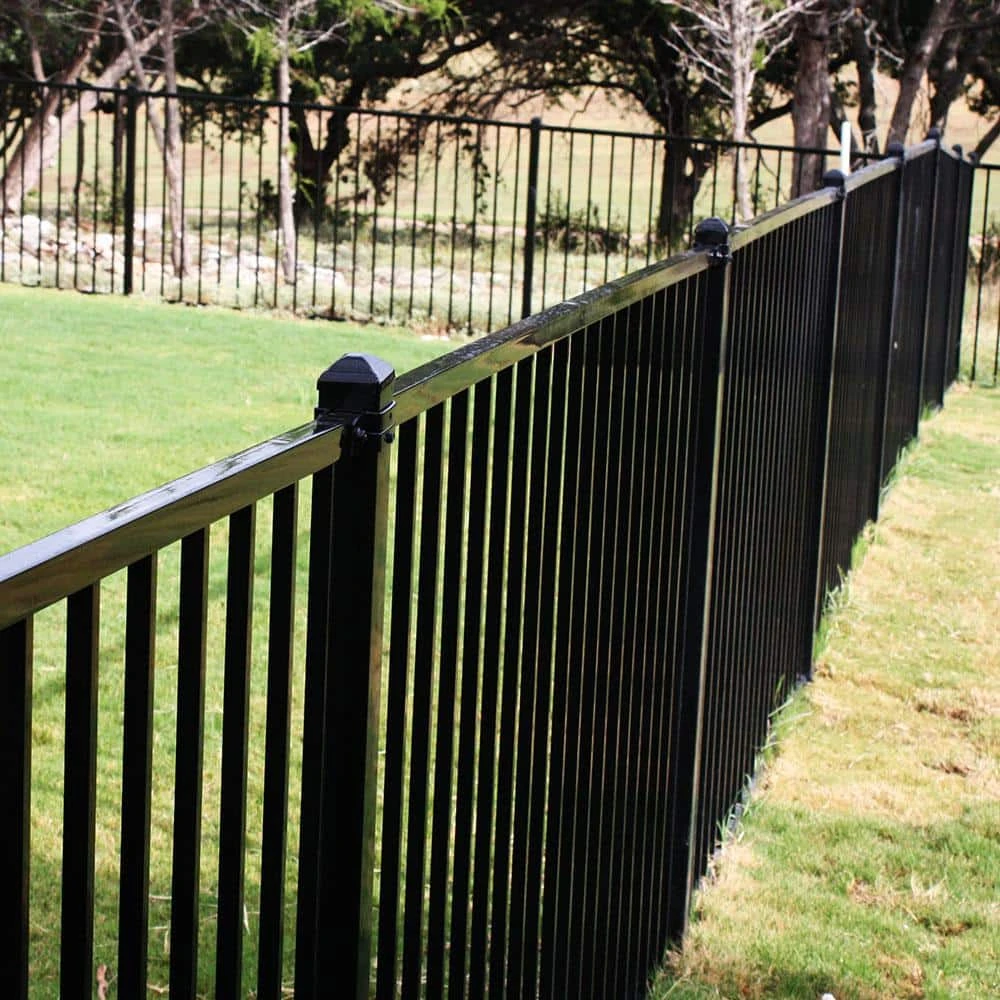 Best Pirce ❤️ Versai 4 ft. H x 7.5 ft. W Gloss Black Steel Flat Top and Bottom Design Fence Panel by FORTRESS ⌛ 4 Best Pirce ❤️ Versai 4 ft. H x 7.5 ft. W Gloss Black Steel Flat Top and Bottom Design Fence Panel by FORTRESS ⌛ - Image 2