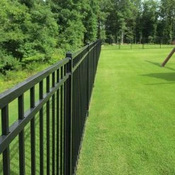 Wholesale ❤️ Versai 5 ft. H x 7.5 ft. W Gloss Black Steel Flat Top Design Fence Panel by FORTRESS ⭐ -Cheap Fence Gates Plus Store gloss black metal fence panels 713589041 44 1000