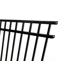 Wholesale ❤️ Versai 5 ft. H x 7.5 ft. W Gloss Black Steel Flat Top Design Fence Panel by FORTRESS ⭐ -Cheap Fence Gates Plus Store gloss black metal fence panels 713589041 4f 1000