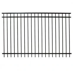 Wholesale ❤️ Versai 5 ft. H x 7.5 ft. W Gloss Black Steel Flat Top Design Fence Panel by FORTRESS ⭐