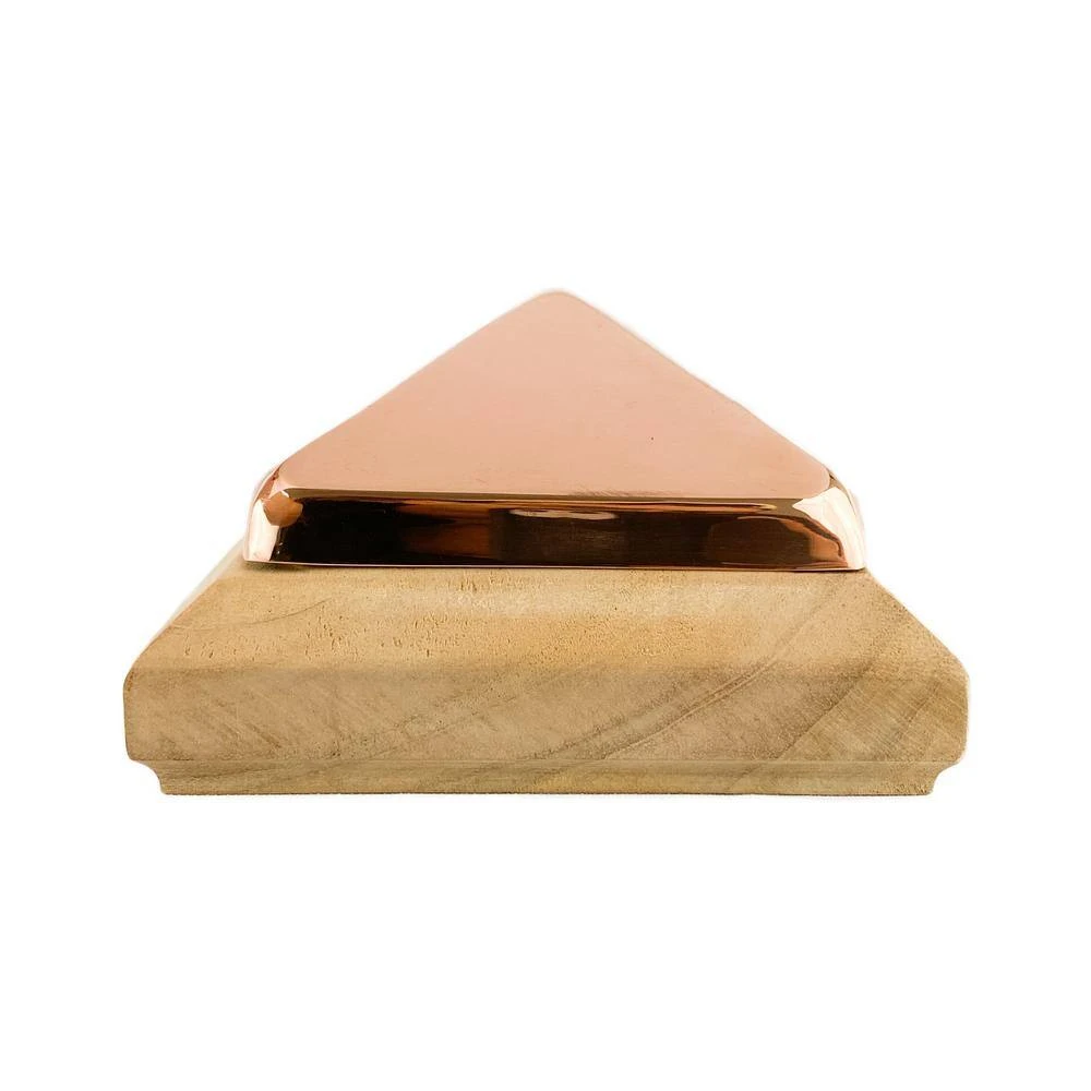 Flash Sale 👏 Miterless 4 in. x 4 in. Untreated Wood Slip Over Fence Post Cap with Copper Pyramid by Protectyte ⭐ 5 Flash Sale 👏 Miterless 4 in. x 4 in. Untreated Wood Slip Over Fence Post Cap with Copper Pyramid by Protectyte ⭐ - Image 3