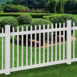 Budget 🤩 No-Dig Permanent 4 ft. x 6 ft. Nantucket Vinyl Picket Fence Panel with Post and Anchor Kit by WamBam Fence 😀 -Cheap Fence Gates Plus Store nantucket style white vinyl pvc wambam fence vinyl fence panels bl19101 31 1000