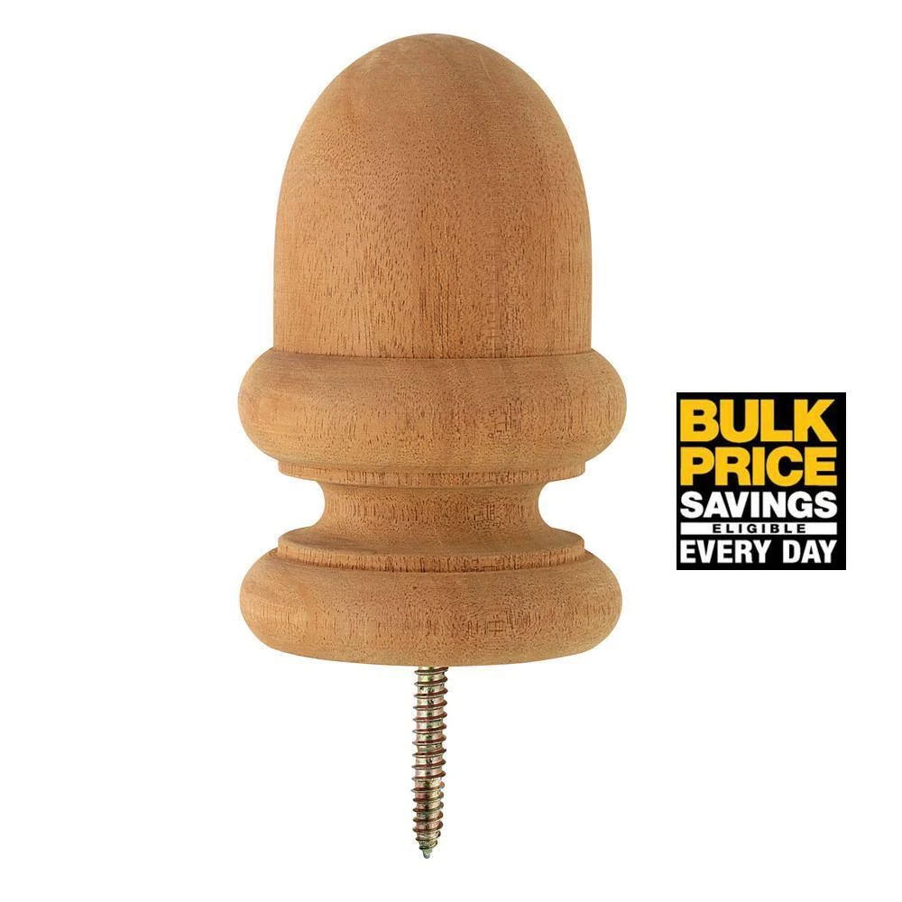 Outlet ⌛ 3.5 in. x 3.5 in. 4x4 Mahogany Kiln-Dried Acorn Post Cap Finial by Protectyte ✨ 4 Outlet ⌛ 3.5 in. x 3.5 in. 4x4 Mahogany Kiln-Dried Acorn Post Cap Finial by Protectyte ✨ - Image 2