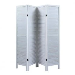 Best reviews of 🤩 4-Panel Wood Room Divider Louver Partition Screen, 5.6 ft. Tall Folding Privacy Screen for Home Office, Bedroom by Unbranded 🔥