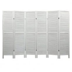 Hot Sale ✨ 6-Panel Louver Folding Screen Decorative Privacy Partition Room Divider XH by Unbranded ✨ -Cheap Fence Gates Plus Store old white outdoor privacy screens gm h 400 fa 1000