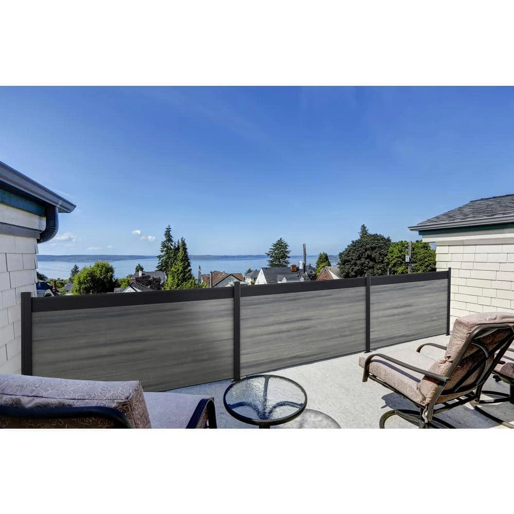 New π Euro Style 6 ft. H x 6 ft. W Estate Oxford Grey Aluminum/Composite Horizontal Fence Section by Veranda π 5 New π Euro Style 6 ft. H x 6 ft. W Estate Oxford Grey Aluminum/Composite Horizontal Fence Section by Veranda π - Image 3