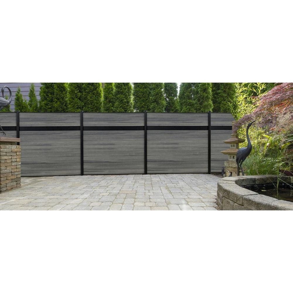 New π Euro Style 6 ft. H x 6 ft. W Estate Oxford Grey Aluminum/Composite Horizontal Fence Section by Veranda π 6 New π Euro Style 6 ft. H x 6 ft. W Estate Oxford Grey Aluminum/Composite Horizontal Fence Section by Veranda π - Image 4