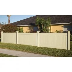 Coupon 🌟 Linden 4 ft. H x 8 ft. W Sand Vinyl Privacy Fence Panel Kit by Veranda ❤️ -Cheap Fence Gates Plus Store sand veranda vinyl fence panels 73014720 4f 1000