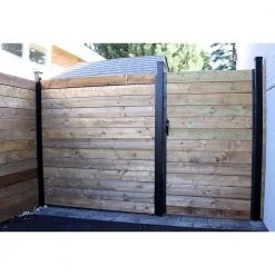 Hot Sale 👏 4 ft. x 6 ft. Wood and Aluminum Fence Gate Kit by Slipfence 🔥 -Cheap Fence Gates Plus Store slipfence metal fence gates sf2 gk100 d4 1000