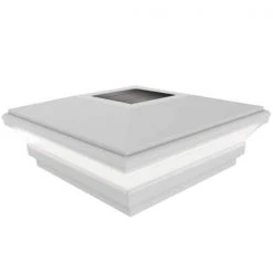 Flash Sale 🛒 5 in. x 5 in. Vinyl Solar-Powered Contemporary Beveled Post Cap by Veranda ⌛