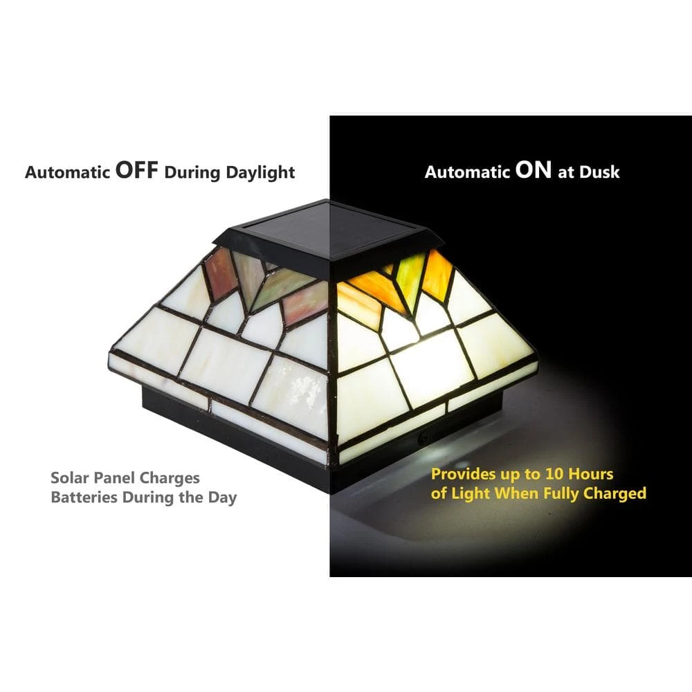 Best Pirce ๐งจ Wellington 4 in. x 4 in./ 5 in. x 5 in. Outdoor Stain Glass Solar Post Cap (2-Pack) by Classy Caps ๐ 8 Best Pirce ๐งจ Wellington 4 in. x 4 in./ 5 in. x 5 in. Outdoor Stain Glass Solar Post Cap (2-Pack) by Classy Caps ๐ - Image 6