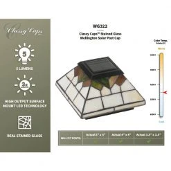 Best Pirce ๐งจ Wellington 4 in. x 4 in./ 5 in. x 5 in. Outdoor Stain Glass Solar Post Cap (2-Pack) by Classy Caps ๐ 17 Best Pirce ๐งจ Wellington 4 in. x 4 in./ 5 in. x 5 in. Outdoor Stain Glass Solar Post Cap (2-Pack) by Classy Caps ๐ -Cheap Fence Gates Plus Store stained glass classy caps deck post caps wg322 76 1000