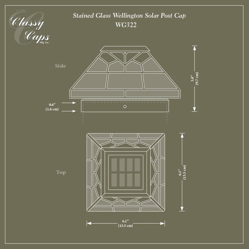 Best Pirce ๐งจ Wellington 4 in. x 4 in./ 5 in. x 5 in. Outdoor Stain Glass Solar Post Cap (2-Pack) by Classy Caps ๐ 4 Best Pirce ๐งจ Wellington 4 in. x 4 in./ 5 in. x 5 in. Outdoor Stain Glass Solar Post Cap (2-Pack) by Classy Caps ๐ - Image 2