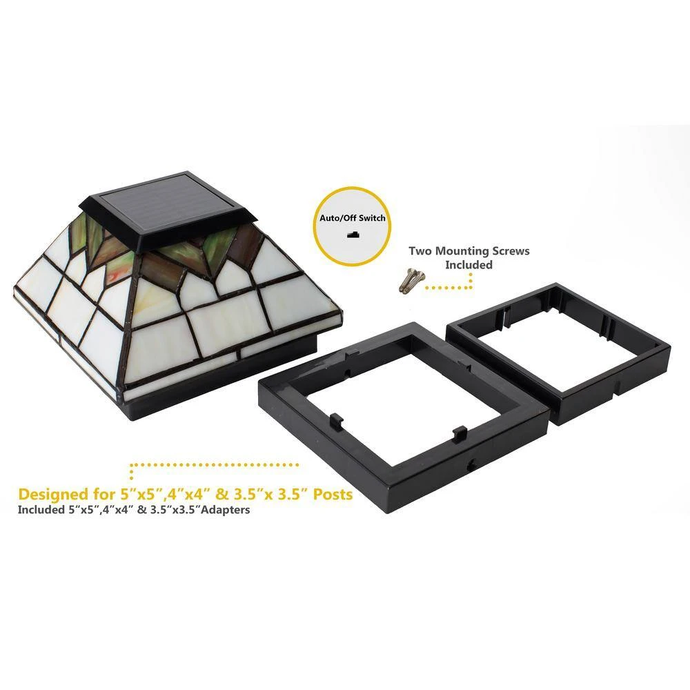 Best Pirce ๐งจ Wellington 4 in. x 4 in./ 5 in. x 5 in. Outdoor Stain Glass Solar Post Cap (2-Pack) by Classy Caps ๐ 9 Best Pirce ๐งจ Wellington 4 in. x 4 in./ 5 in. x 5 in. Outdoor Stain Glass Solar Post Cap (2-Pack) by Classy Caps ๐ - Image 7