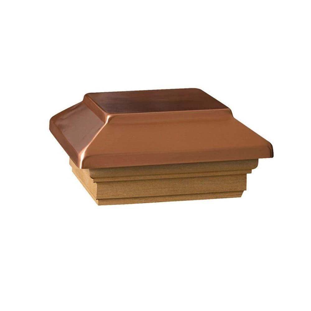 Cheap 🤩 4 in. x 4 in. Wood Victoria Copper Flat Plateau Post Cap by DeckoRail ✨ 3 Cheap 🤩 4 in. x 4 in. Wood Victoria Copper Flat Plateau Post Cap by DeckoRail ✨