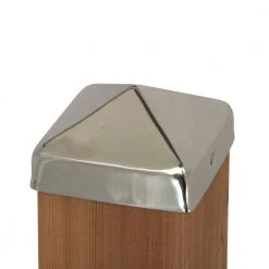 Cheapest ✨ 4 in. x 4 in. Stainless Steel Pyramid Slip Over Fence Post Cap (for Rough Cut Post) by Protectyte ⭐ -Cheap Fence Gates Plus Store stainless steel protectyte deck post caps hds418py 1f 1000