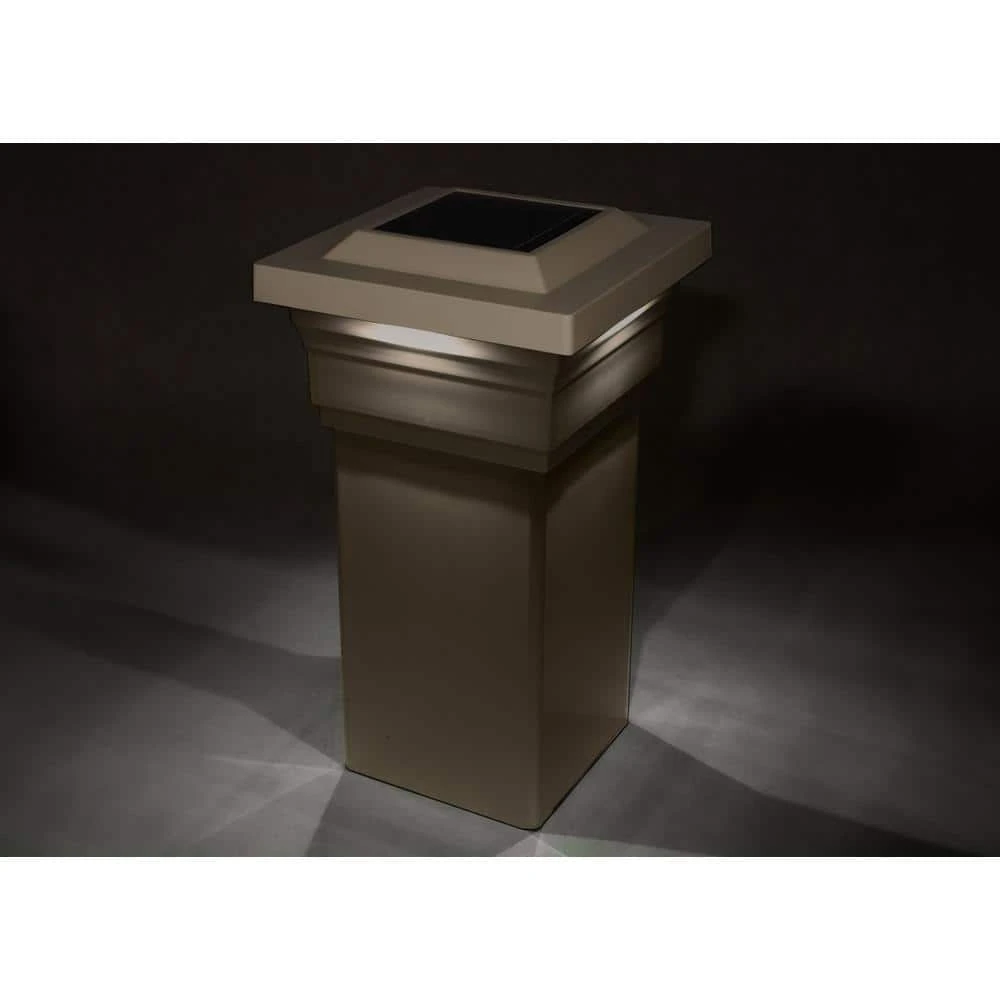 Budget ✨ Majestic 5 in. x 5 in. Outdoor Tan Vinyl LED Solar Post Cap (2-Pack) by Classy Caps 🔥 6 Budget ✨ Majestic 5 in. x 5 in. Outdoor Tan Vinyl LED Solar Post Cap (2-Pack) by Classy Caps 🔥 - Image 4