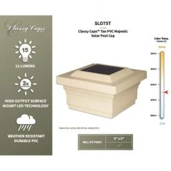 Budget ✨ Majestic 5 in. x 5 in. Outdoor Tan Vinyl LED Solar Post Cap (2-Pack) by Classy Caps 🔥 13 Budget ✨ Majestic 5 in. x 5 in. Outdoor Tan Vinyl LED Solar Post Cap (2-Pack) by Classy Caps 🔥 -Cheap Fence Gates Plus Store tan classy caps deck post caps slo75t 44 1000