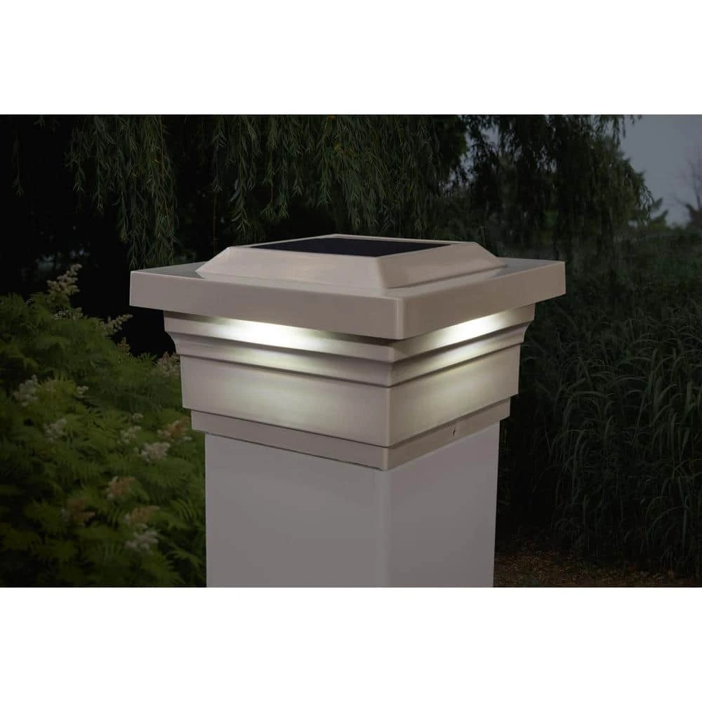 Budget ✨ Majestic 5 in. x 5 in. Outdoor Tan Vinyl LED Solar Post Cap (2-Pack) by Classy Caps 🔥 5 Budget ✨ Majestic 5 in. x 5 in. Outdoor Tan Vinyl LED Solar Post Cap (2-Pack) by Classy Caps 🔥 - Image 3