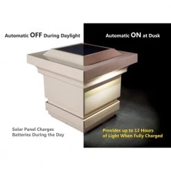 Best Sale ❤️ Classy 4 in. x 4 in. Outdoor Tan Vinyl LED Solar Post Cap (2-Pack) by Classy Caps ✔️ -Cheap Fence Gates Plus Store tan pvc classy caps deck post caps sl074t 1f 1000