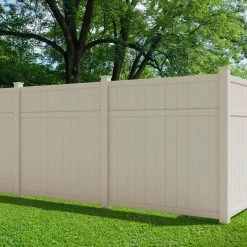Discount ⌛ 5 in. x 5 in. x 8 ft. Tan Wicker Vinyl Fence Post by Veranda ⌛ -Cheap Fence Gates Plus Store tan veranda vinyl fence posts 115995 40 1000