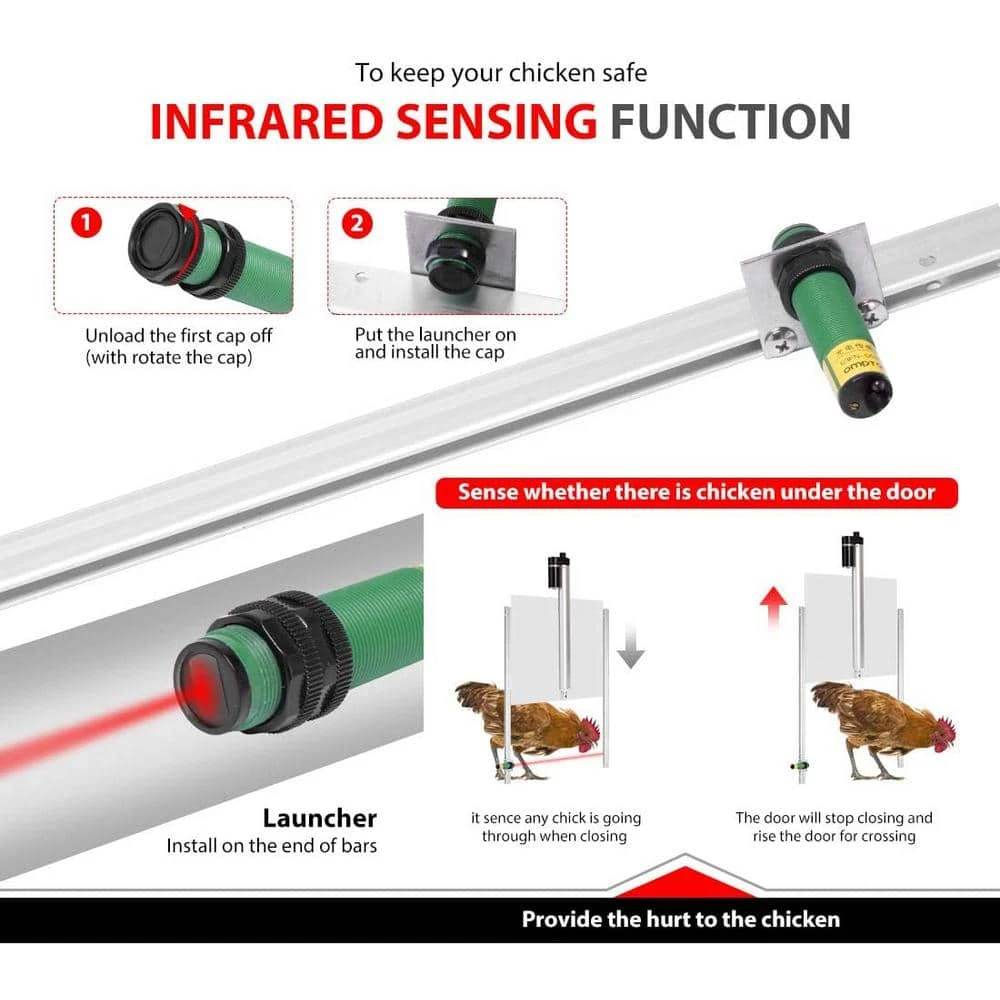 Hot Sale ๐ 12-Volt DC Timer Controlled Chicken Coop Door Opener Kit with Remote Control and Infrared Sensor by VIVOHOME โค๏ธ 6 Hot Sale ๐ 12-Volt DC Timer Controlled Chicken Coop Door Opener Kit with Remote Control and Infrared Sensor by VIVOHOME โค๏ธ - Image 4