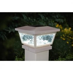 Coupon ⌛ 5 in. x 5 in./ 4 in. x 4 in. White ABS Outdoor Fairmont Solar Post Cap (2-Pack) by Classy Caps 🎉 -Cheap Fence Gates Plus Store white classy caps deck post caps fs100w 1f 1000