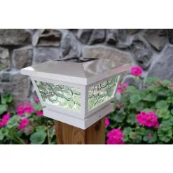 Coupon ⌛ 5 in. x 5 in./ 4 in. x 4 in. White ABS Outdoor Fairmont Solar Post Cap (2-Pack) by Classy Caps 🎉 -Cheap Fence Gates Plus Store white classy caps deck post caps fs100w 4f 1000