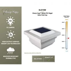 Budget 🔔 Regal 4 in. x 4 in. Outdoor White Vinyl LED Solar Post Cap (2-Pack) by Classy Caps ✨ -Cheap Fence Gates Plus Store white classy caps deck post caps slo78w 66 1000