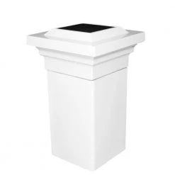 Budget 🔔 Regal 4 in. x 4 in. Outdoor White Vinyl LED Solar Post Cap (2-Pack) by Classy Caps ✨ -Cheap Fence Gates Plus Store white classy caps deck post caps slo78w fa 1000