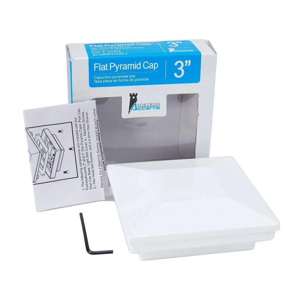 Discount 👏 3 in. x 3 in. White Aluminum Flat Pyramid Post Cap by Fortress Accents ⭐ 5 Discount 👏 3 in. x 3 in. White Aluminum Flat Pyramid Post Cap by Fortress Accents ⭐ - Image 3