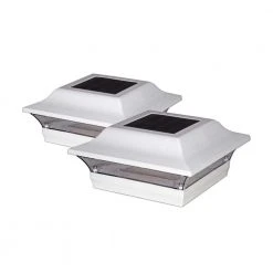 Wholesale 👍 Imperial 5 in. x 5 in. Outdoor White Cast Aluminum LED Solar Post Cap (2-Pack) by Classy Caps 🤩
