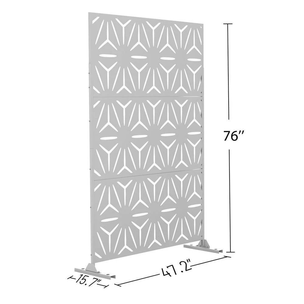 Budget ❤️ 6.5 ft. H x 4 ft. W Laser Cut Metal Privacy Screen in White, 3 panels by Unbranded ⌛ 6 Budget ❤️ 6.5 ft. H x 4 ft. W Laser Cut Metal Privacy Screen in White, 3 panels by Unbranded ⌛ - Image 4
